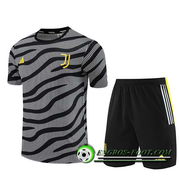 Ensemble Training T-Shirts + Shorts Juventus Noir/Blanc 2023/2024