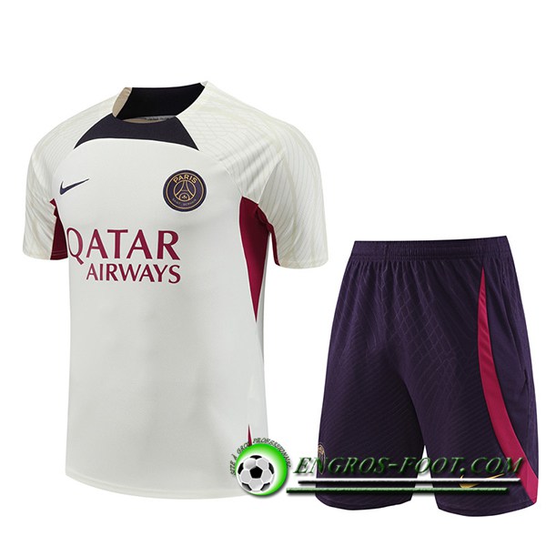 Ensemble Training T-Shirts + Shorts PSG Blanc 2023/2024 -02