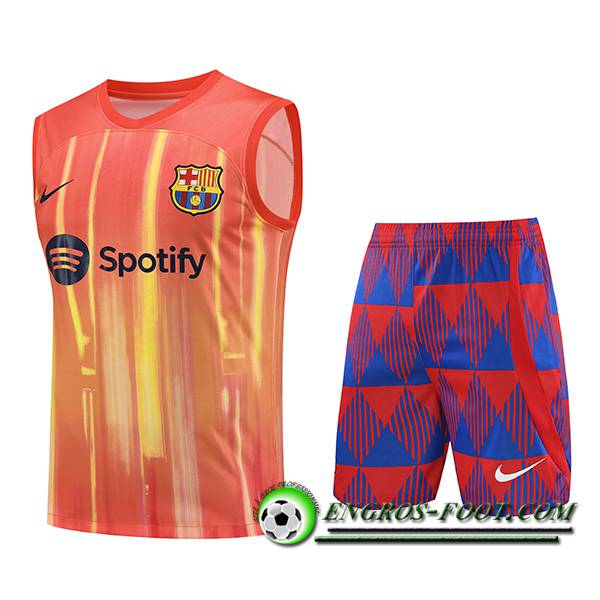 Ensemble Training Debardeur + Shorts FC Barcelone Orange 2023/2024