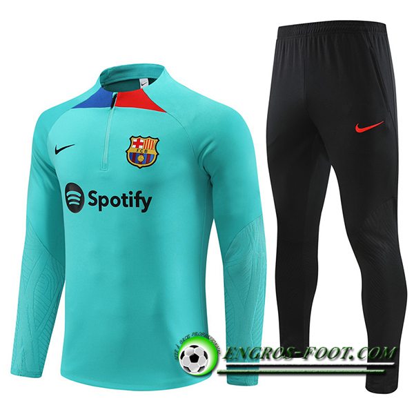 Ensemble Survetement de Foot FC Barcelone Vert 2023/2024 -03