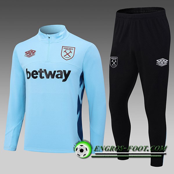 Ensemble Survetement de Foot West Ham Enfant Bleu Clair 2023/2024