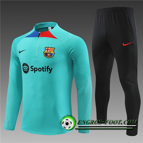 Ensemble Survetement de Foot FC Barcelone Enfant Vert 2023/2024 -02