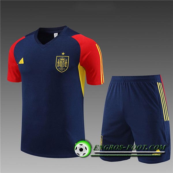 Ensemble Training T-Shirts + Shorts Espagne Enfant Bleu Marine 2023/2024