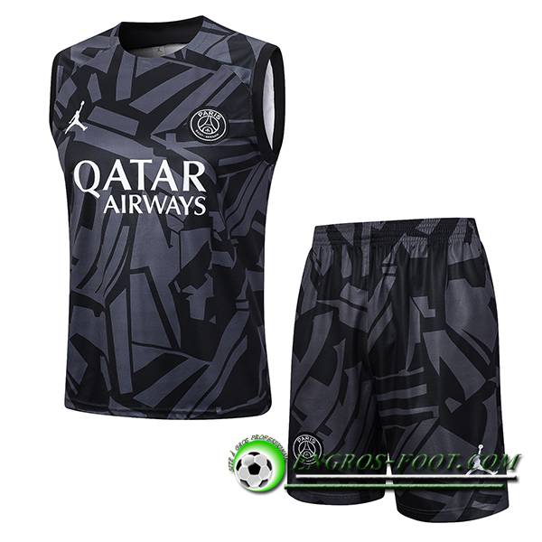 Ensemble Training Debardeur + Shorts Jordan PSG Noir/Gris 2023/2024