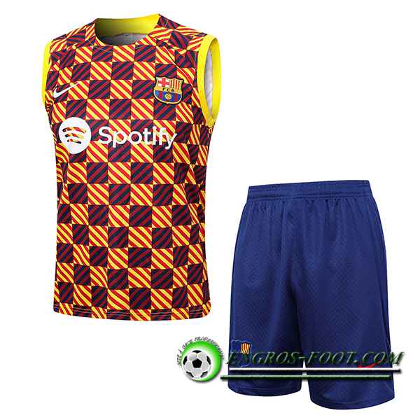 Ensemble Training Debardeur + Shorts FC Barcelone Jaune 2023/2024 -02