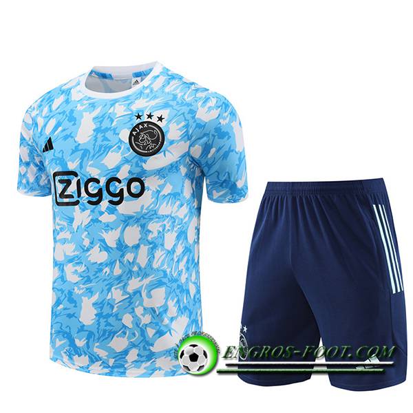 Ensemble Training T-Shirts + Shorts Ajax Bleu Clair 2023/2024