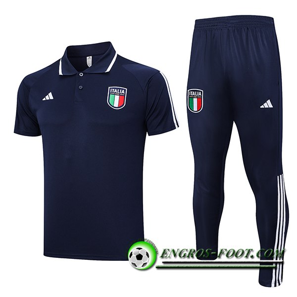 Ensemble Polo Foot Italie Bleu Marine 2023/2024 -02