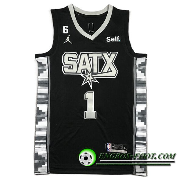 Maillot San Antonio Spurs (WEMBANYAMA #1) 2023/24 Noir -02