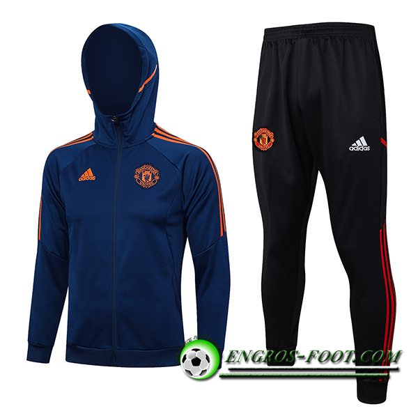 Ensemble Survetement Veste A Capuche Coupe-Vent Manchester United Bleu Marine 2023/2024