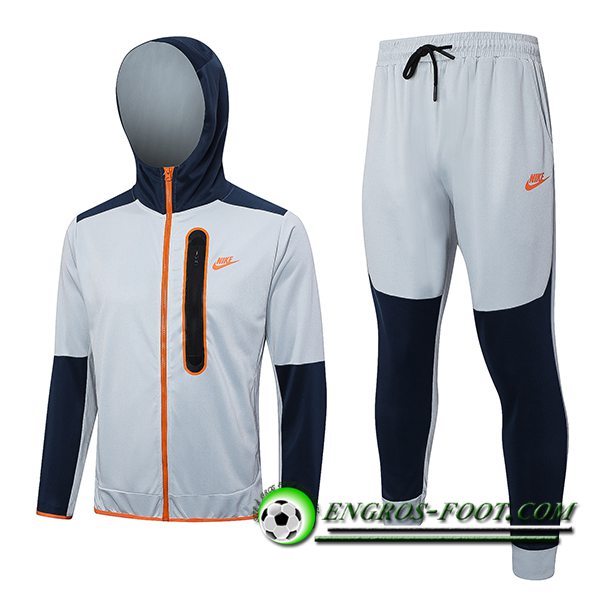 Ensemble Survetement Veste A Capuche Coupe-Vent Nike Gris 2023/2024