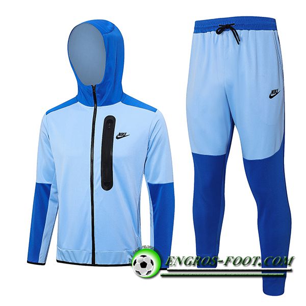 Ensemble Survetement Veste A Capuche Coupe-Vent Nike Bleu Clair 2023/2024