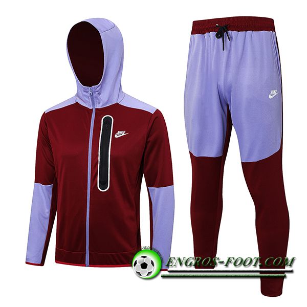 Ensemble Survetement Veste A Capuche Coupe-Vent Nike Rouge/Pourpre 2023/2024