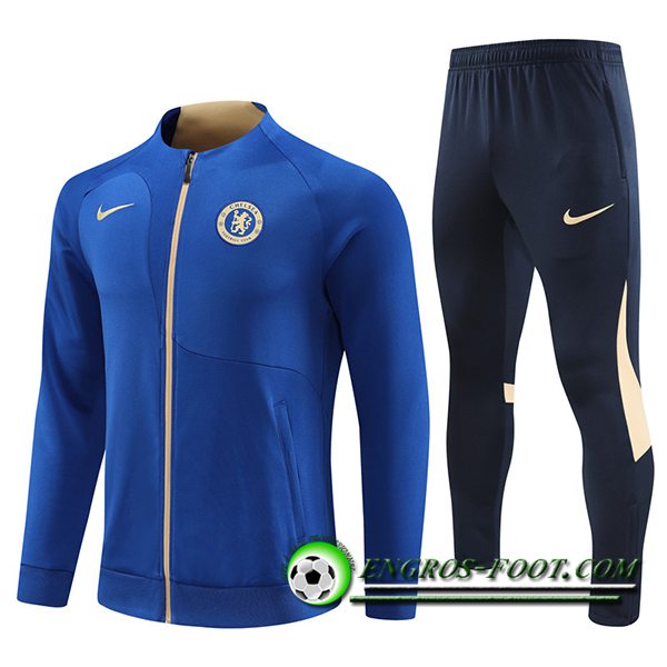 Ensemble Survetement de Foot - Veste FC Chelsea Bleu 2023/2024 -02