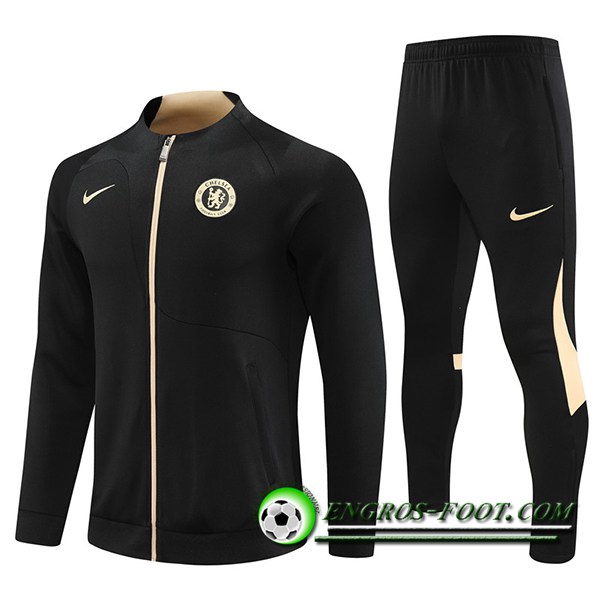 Ensemble Survetement de Foot - Veste FC Chelsea Noir 2023/2024