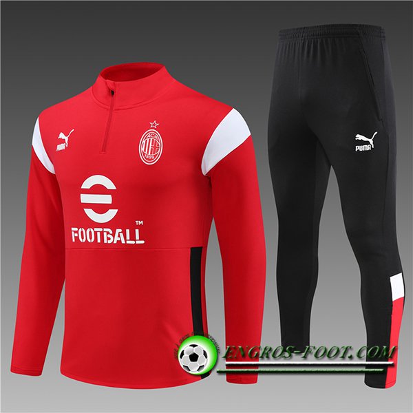 Ensemble Survetement de Foot Milan AC Enfant Rouge 2023/2024