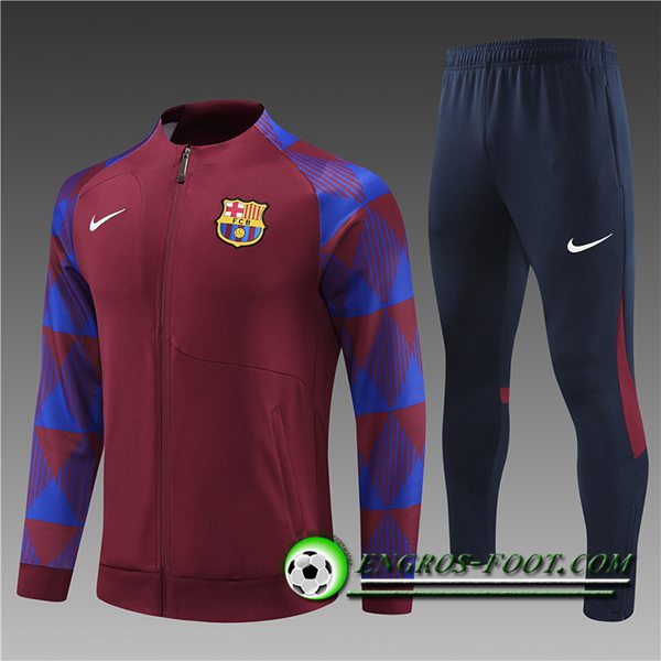 Ensemble Survetement de Foot - Veste FC Barcelone Enfant Rouge 2023/2024