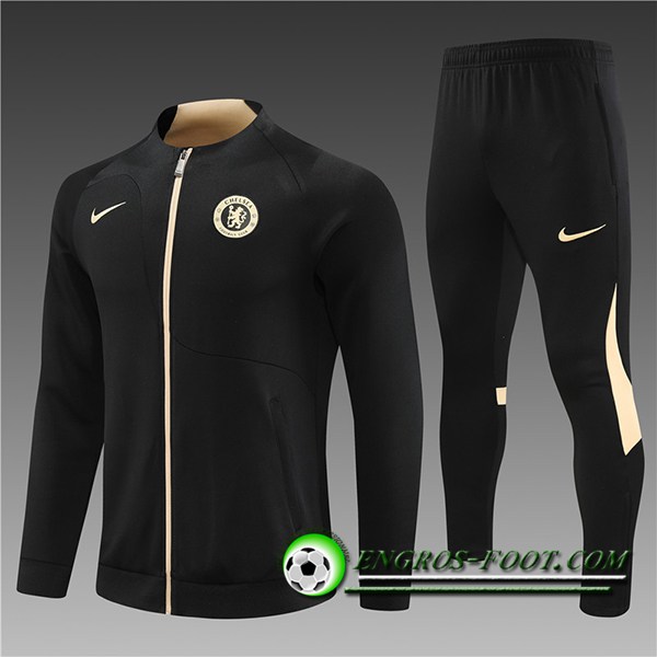 Ensemble Survetement de Foot - Veste FC Chelsea Enfant Noir 2023/2024