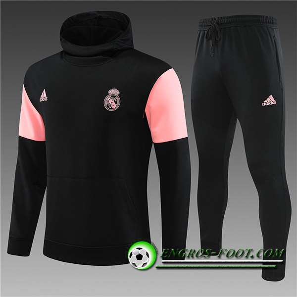 Ensemble Veste A Capuche Survetement de Foot Real Madrid Enfant Noir 2023/2024 -02