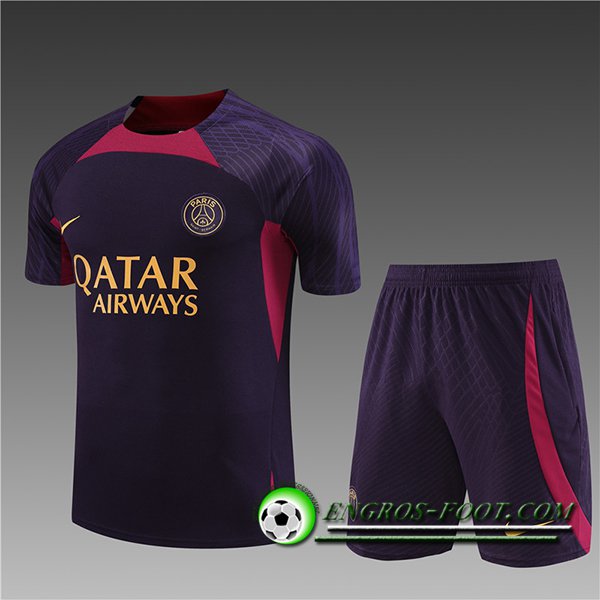 Ensemble Training T-Shirts + Shorts PSG Enfant Pourpre 2023/2024