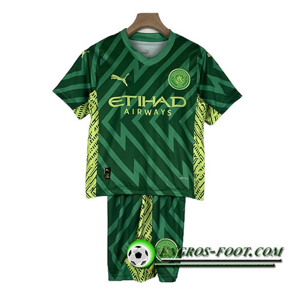 Maillot de Foot Manchester City Enfant Gardien de But Vert 2023/2024