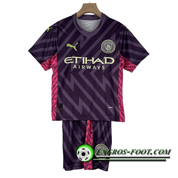 Maillot de Foot Manchester City Enfant Gardien de But Pourpre 2023/2024