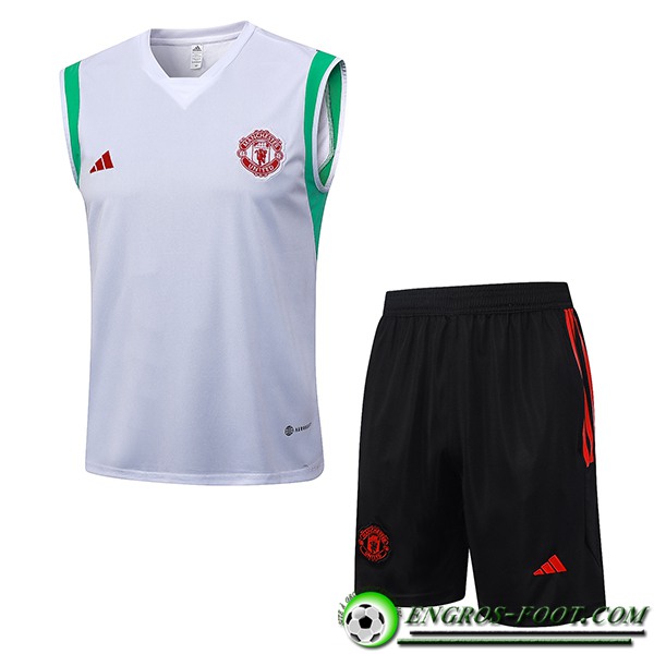 Ensemble Training Debardeur + Shorts Manchester United Blanc 2023/2024 -03