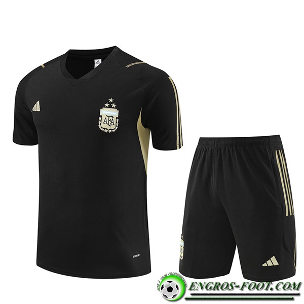 Ensemble Training T-Shirts + Shorts Argentin Noir 2023/2024