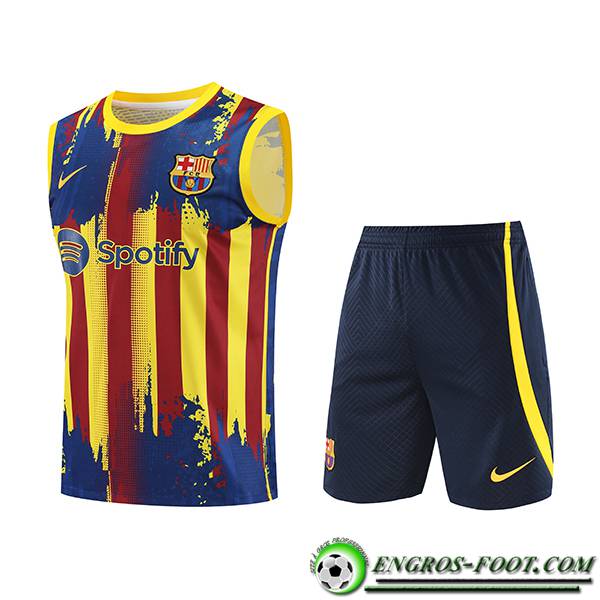 Ensemble Training Debardeur + Shorts FC Barcelone Jaune/Rouge/Bleu 2023/2024