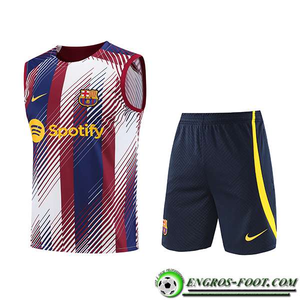 Ensemble Training Debardeur + Shorts FC Barcelone Blanc/Bleu/Rouge 2023/2024