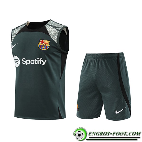 Ensemble Training Debardeur + Shorts FC Barcelone Vert 2023/2024 -03