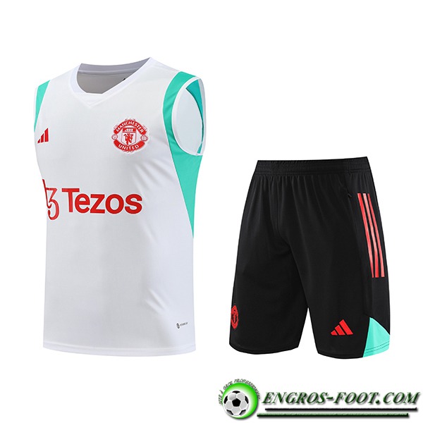 Ensemble Training Debardeur + Shorts Manchester United Blanc 2023/2024 -02