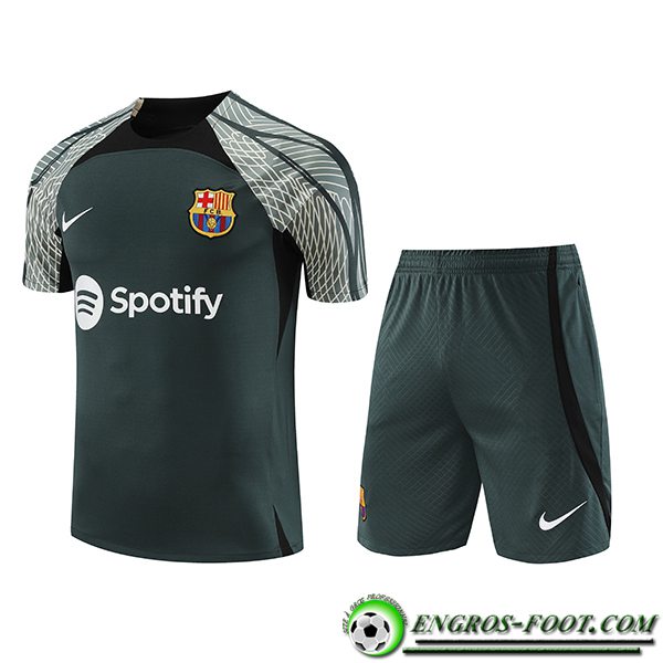 Ensemble Training T-Shirts + Shorts Jordan FC Barcelone Vert 2023/2024 -02