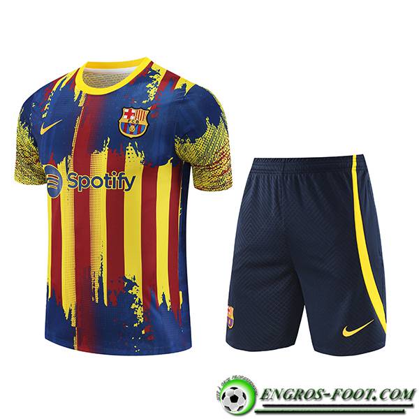 Ensemble Training T-Shirts + Shorts Jordan FC Barcelone Rouge/Jaune/Bleu 2023/2024