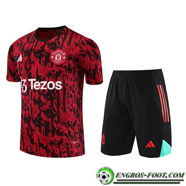 Ensemble Training T-Shirts + Shorts Jordan Manchester United Rouge 2023/2024