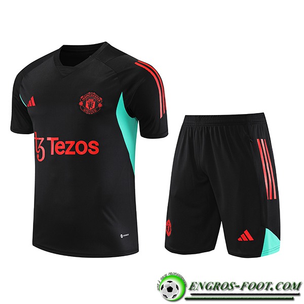 Ensemble Training T-Shirts + Shorts Jordan Manchester United Noir 2023/2024