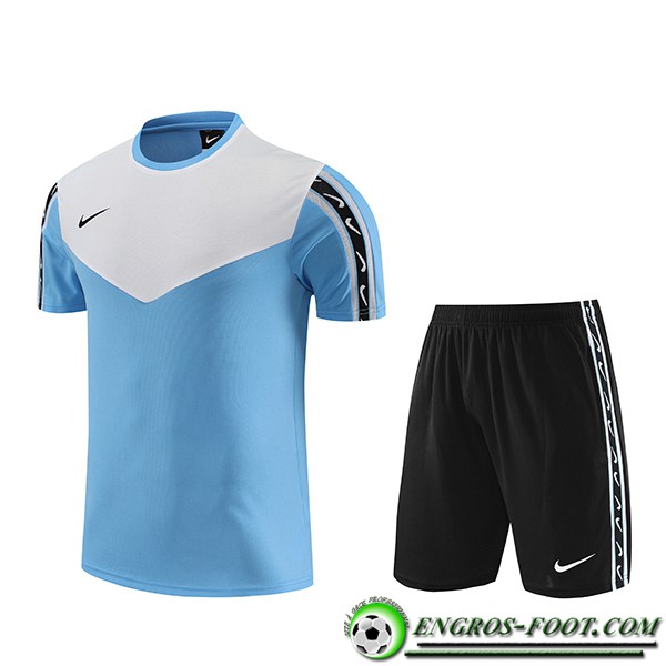 Ensemble Training T-Shirts + Shorts Nike Bleu/Blanc 2023/2024