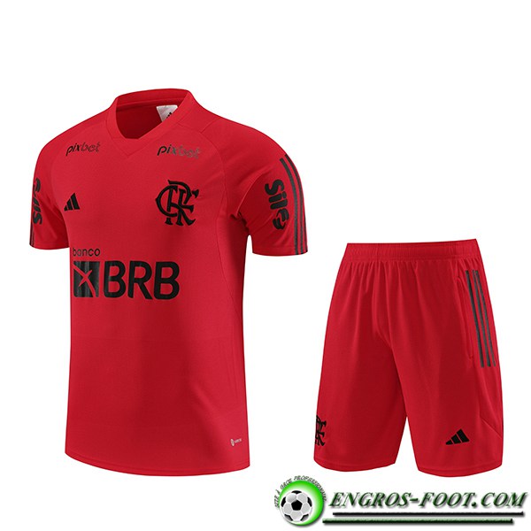 Ensemble Training T-Shirts + Shorts Flamengo Rouge 2023/2024 -02