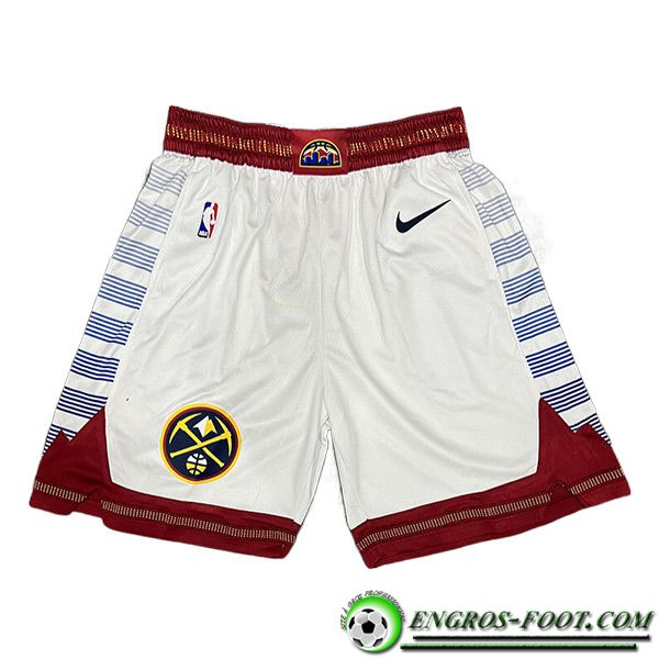 Shorts NBA Denver Nuggets 2023/24 Blanc/Rouge