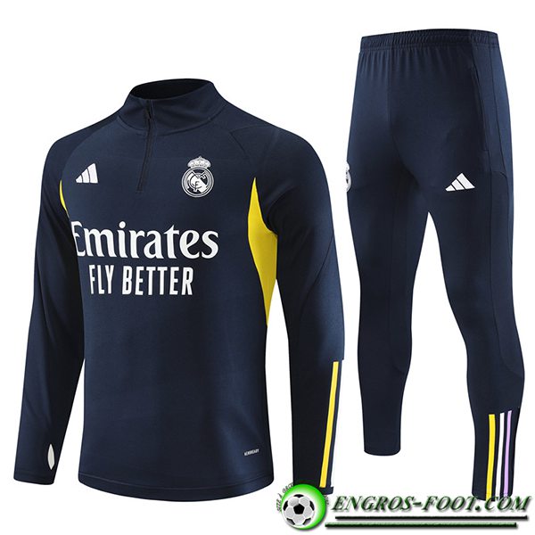 Ensemble Survetement de Foot Real Madrid Bleu Marine 2023/2024 -02