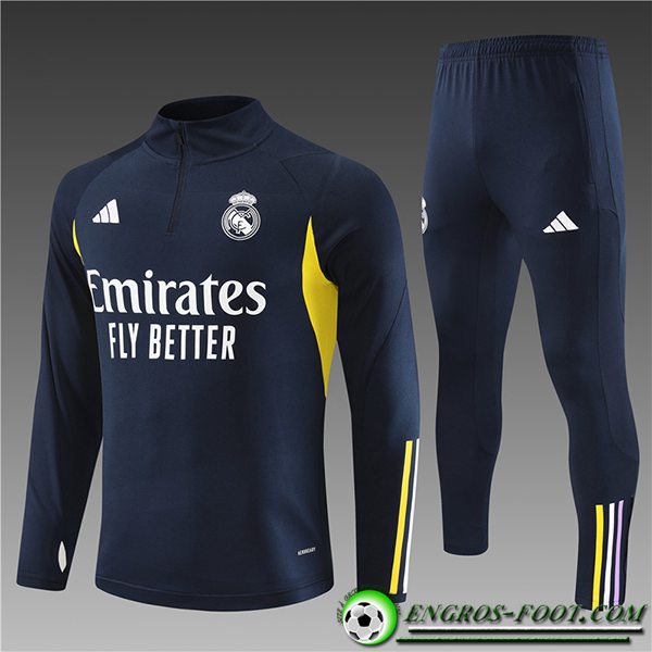 Ensemble Survetement de Foot Real Madrid Enfant Bleu Marine 2023/2024