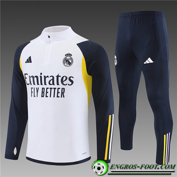 Ensemble Survetement de Foot Real Madrid Enfant Blanc 2023/2024