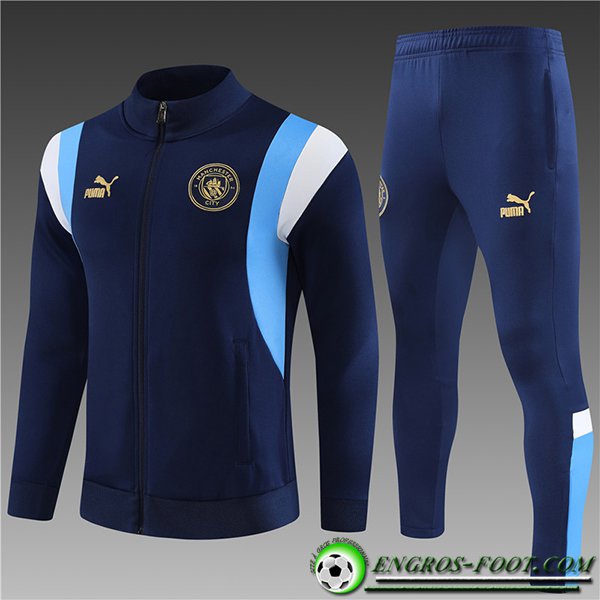 Ensemble Survetement de Foot - Veste Manchester City Enfant Bleu Marine 2023/2024