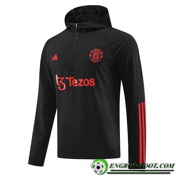 Sweatshirt Training Capuche Manchester United Noir 2023/2024