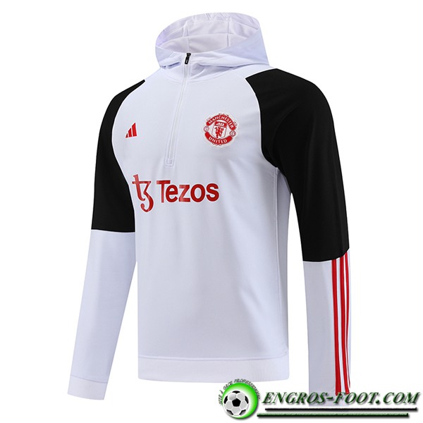 Sweatshirt Training Capuche Manchester United Blanc 2023/2024