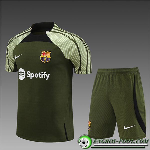 Ensemble Training T-Shirts + Shorts FC Barcelone Enfant Vert 2023/2024