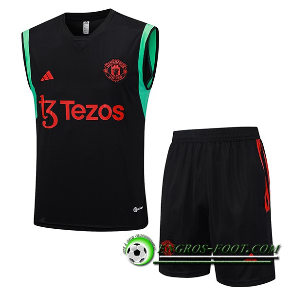 Ensemble Training Debardeur + Shorts Manchester United Noir 2023/2024 -05