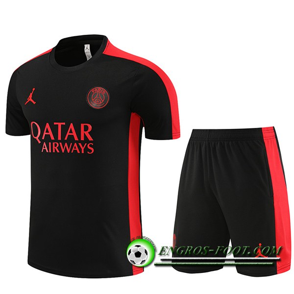 Ensemble Training T-Shirts + Shorts Jordan PSG Noir 2023/2024