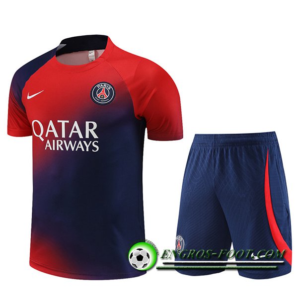 Ensemble Training T-Shirts + Shorts PSG Rouge/Bleu 2023/2024 -02