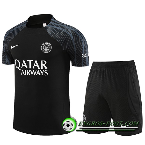 Ensemble Training T-Shirts + Shorts PSG Noir 2023/2024 -02