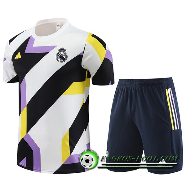 Ensemble Training T-Shirts + Shorts Real Madrid Noir/Blanc 2023/2024